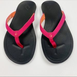 OluKai Ho’opio Flip Flop Sandals Deep Magenta